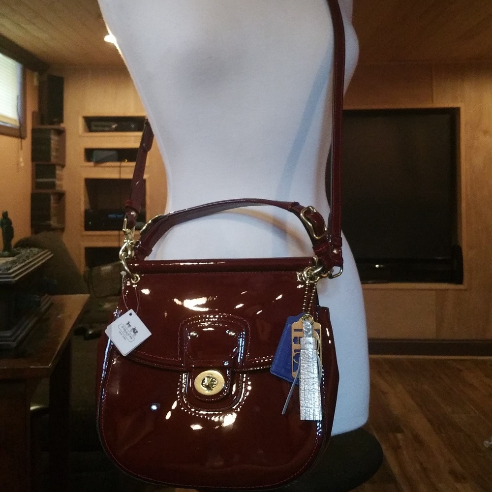 Coach Willis Crimson Patent Leather Cross Body Bag